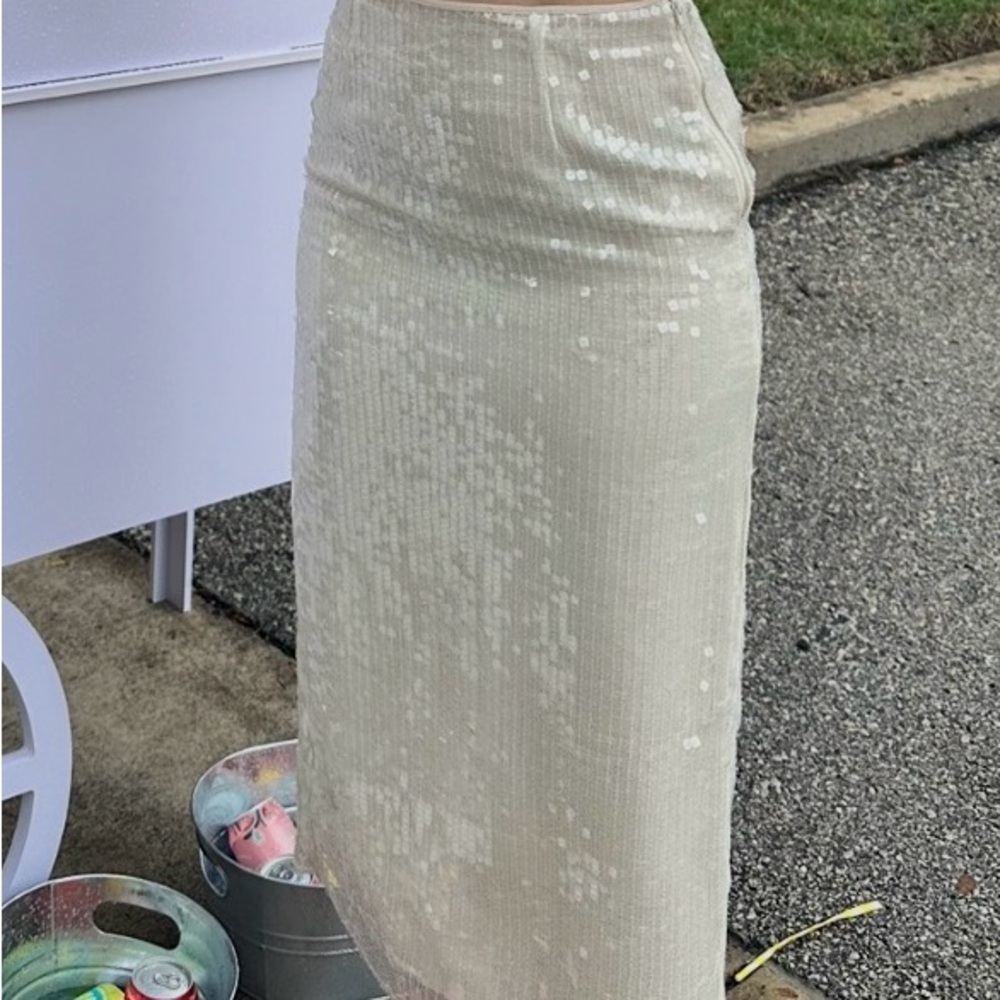 Elegant Cream Sequin Skirt